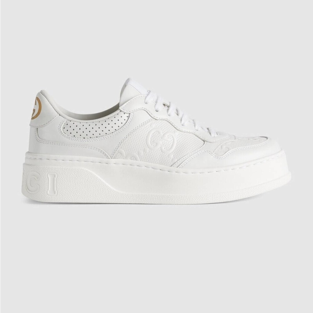 GUCCI WOMEN'S GG CHUNKY EMBOSSED SNEAKER WHITE EU 39